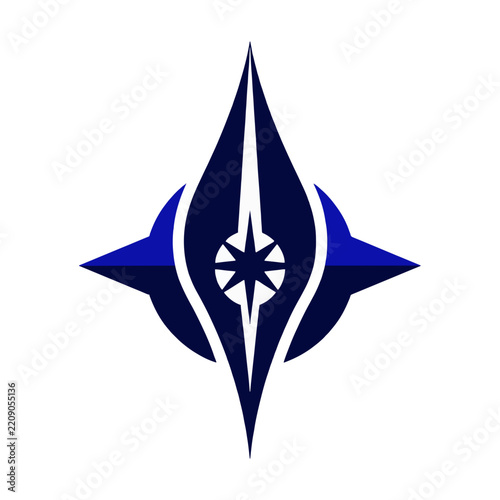 Blue Four Point Compass Star Symbol