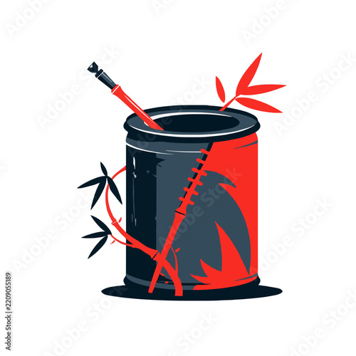 Mended Paint Can and Brush Round Emblem