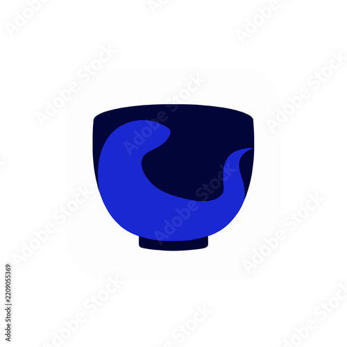 Blue Rounded Tea Bowl Icon