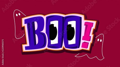 Fotografie halloween boo text design with minimalist ghost