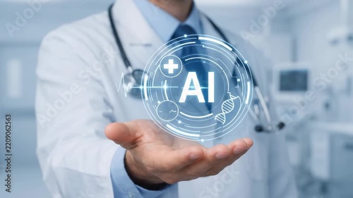 Doctor Holding Artificial Intelligence Healthcare Technology Symbol