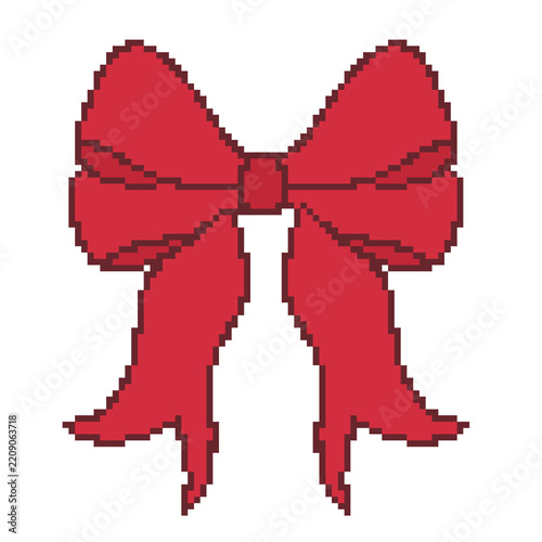pixel art long tail bow ribbon wavy holiday present celebration icon