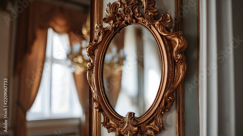 Elegant Vintage Mirror in Luxurious Room with Warm Lighting