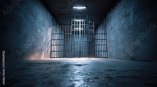 Dark and Abandoned Prison Cell with Open Bars and Gloomy Atmosphere