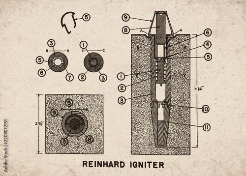Reinhard Igniter Military Demolition Exploding Device Technical Diagram Document