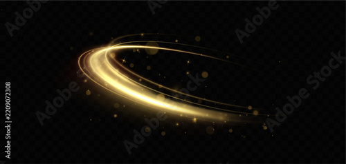 Golden Glowing Light Rings on Black Background