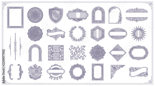 Decorative Ornate Frames and Borders Collection, Isolated Elements