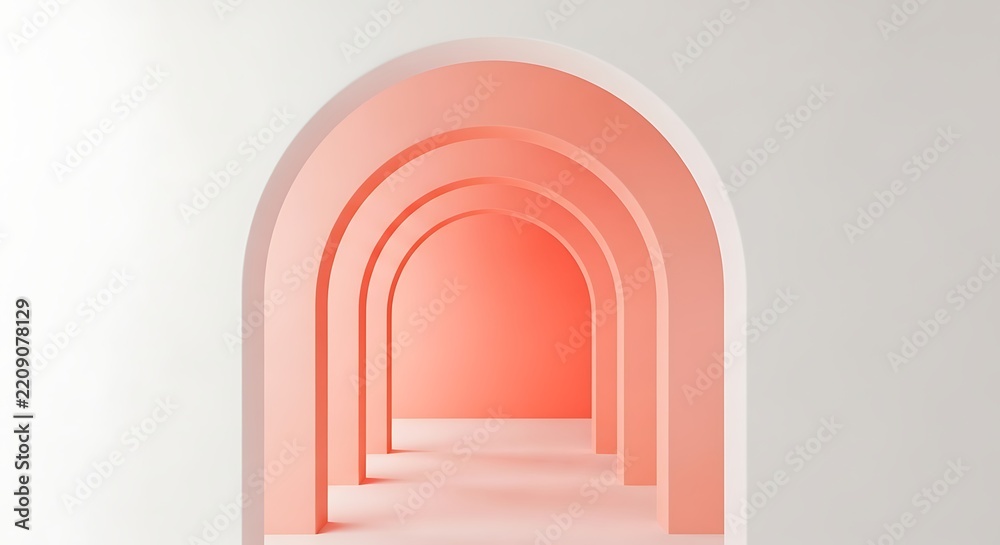 Fototapeta premium Minimalist pink archway tunnel design