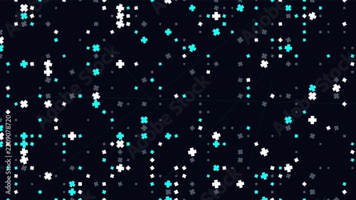 Twinkling geometric grid on black background