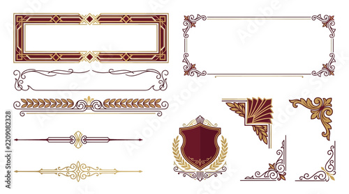 Vintage Decorative Ornate Borders, Frames & Embellishments - Isolated