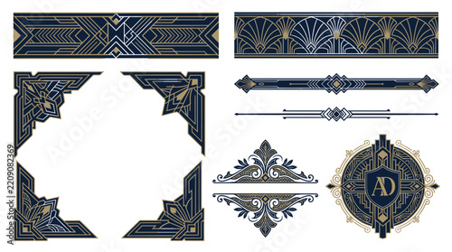 Art Deco Decorative Elements - Frames, Borders, Dividers, Emblems
