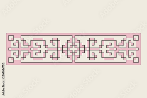 Pixel Art Ornamental Ironwork Decorative Geometric Illustration, Abstract Pattern