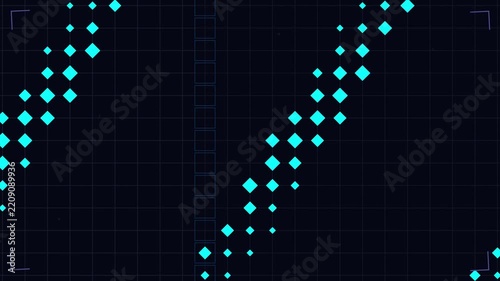 Digital grid pattern with twinkling lights on black