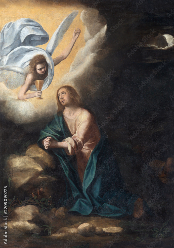 Obraz premium Novara - The painting Prayer of Jesus in Gethsemane garden in Cattedrale di Santa Maria Assunta by unknown artist.