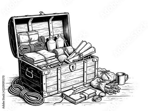 Columbus Day Historic Expedition Chest Vector
