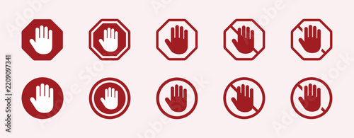 Restricted area vector icon collection. Prohibited sign vector icons set