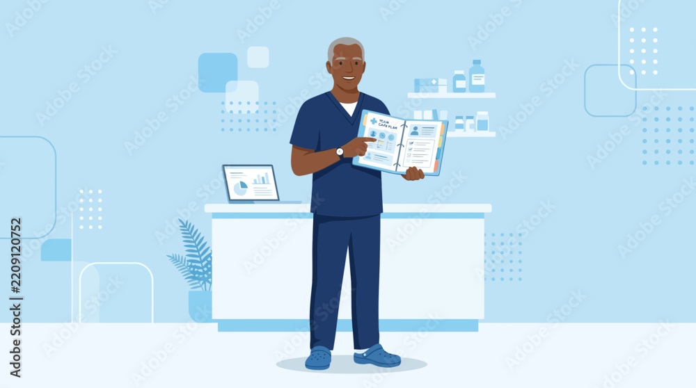 Obraz premium Healthcare Professional Explaining Medical Chart on Transparent Background