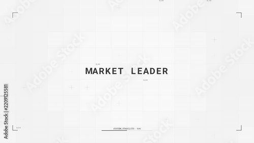 Minimalist HUD interface with Market Leader typography and digital data display