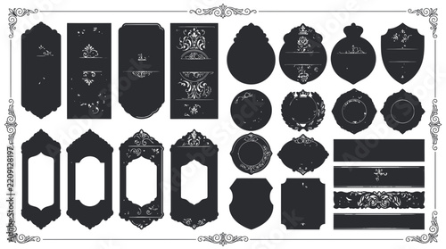 Vintage Ornate Emblem Collection Isolated on Transparent Background