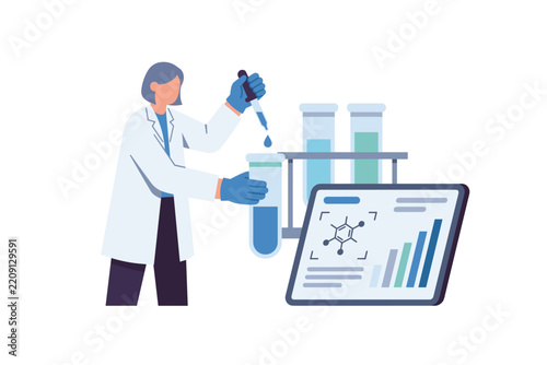 Scientist conducting medical research with laboratory equipment