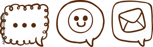 Curly Speech Bubble Hand drawn Isolated Black and White Illustration
