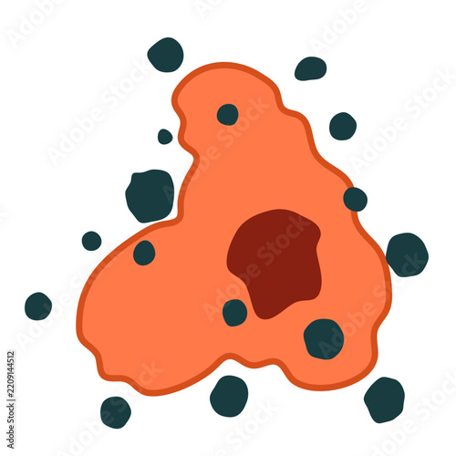 Cell oxidative stress after free radicals attack. Medical vector illustration.
