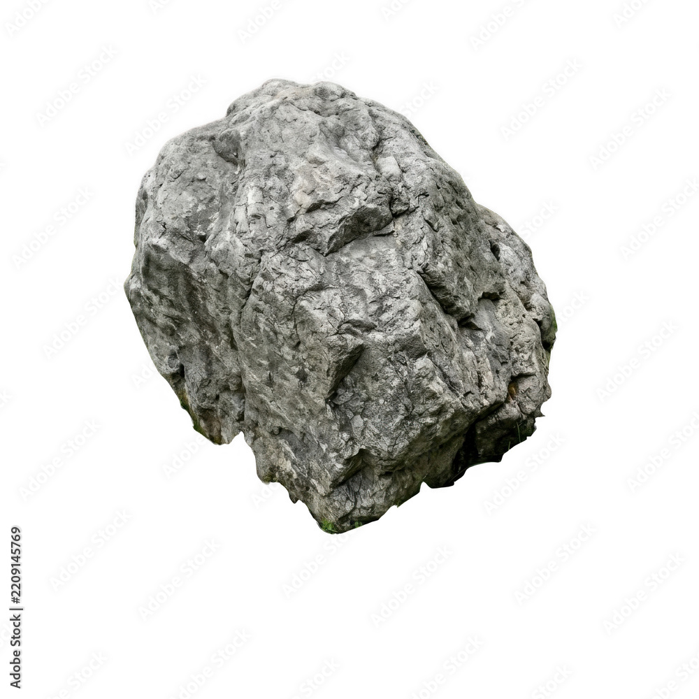 Obraz premium Large grey textured natural rock isolated on transparent background