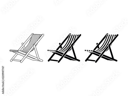 Beach Chair Icons, Lounge Chair Vector Set, Summer Relaxation Furniture
