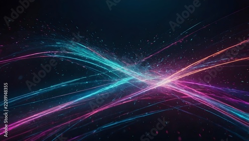 Futuristic Neon Laser Light Stream with Sparkling Energy Trails
