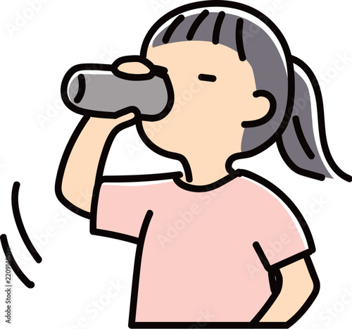 水分補給をする女性のバストアップ_フルカラー