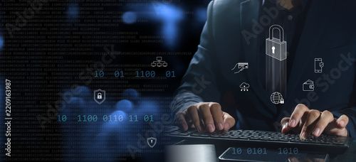 Network security system. Personal Data Information, Financial Protection, Cybersecurity Technology Concept