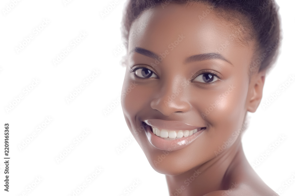 Obraz premium Direct eye contact gives this portrait a sense of quiet confidence. The Black female model looks calm, strong, and comfortable.