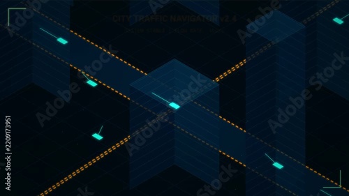 Futuristic Holographic City Intersection Navigation Interface