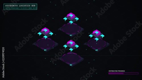 Futuristic Autonomous Logistics Hub HUD Interface