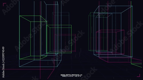 Futuristic Neon Wireframe Grid Motion Background