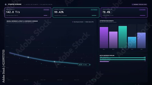 Artificial Intelligence Dashboard Showing Neural Network Performance Metrics
