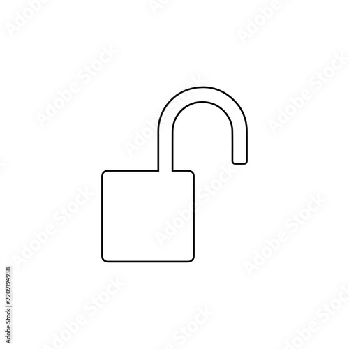 open padlock outline isolated on white background unlock security concept