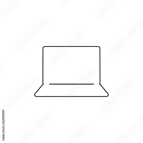 open laptop outline portable computer icon for tech and workspace themes