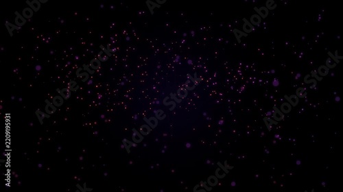 Abstract geometric prism rotating with glowing particles on black background