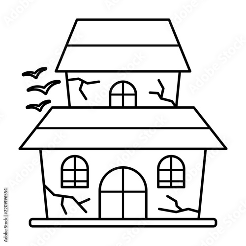 Haunted house Outline Icon Illustration, Unique halloween festival elements perfect for complementing designs, decorations, prints and more
