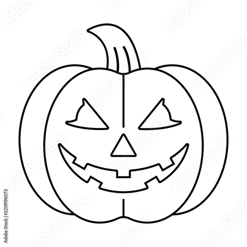 Jack O' Lantern Outline Icon Illustration, Unique halloween festival elements perfect for complementing designs, decorations, prints and more