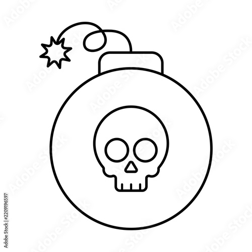 Skull Bomb Outline Icon Illustration, Unique halloween festival elements perfect for complementing designs, decorations, prints and more