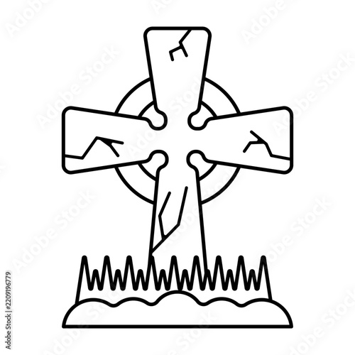 Tombstone Outline Icon Illustration, Unique halloween festival elements perfect for complementing designs, decorations, prints and more