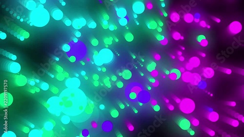 Abstract quantum light particles rotating in a seamless dark background