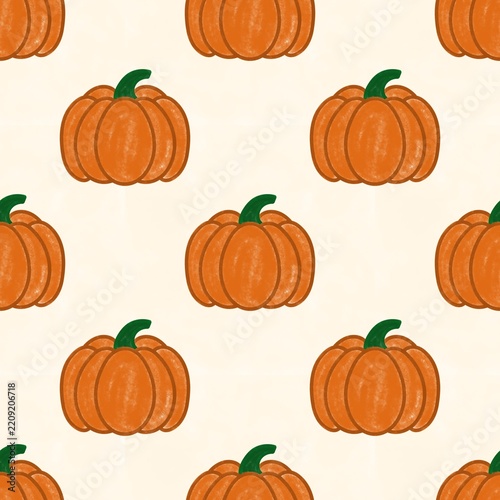 Cute Scattered Pumpkin Seamless Pattern for Autumn and Halloween