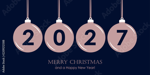 hanging christmas balls 2027 on dark background vector illustration