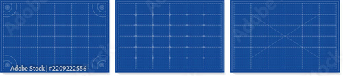 Blue grid background collection, Engineering Grid Paper Set With Technical Construction Guides