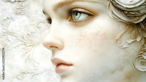 Marble Sculpture Woman Face.