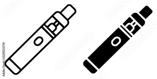 black white vape pen outline filled icon set