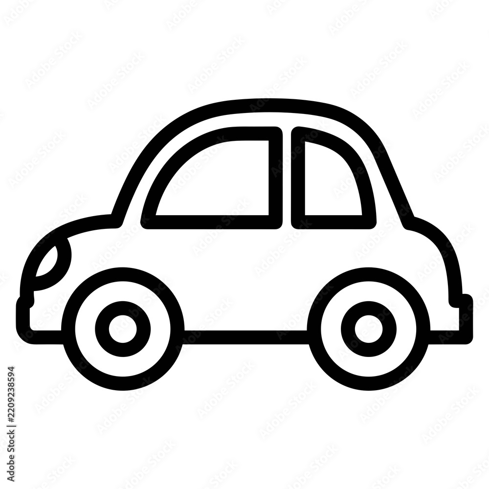 Obraz premium Minimalist black and white car icon vector illustration